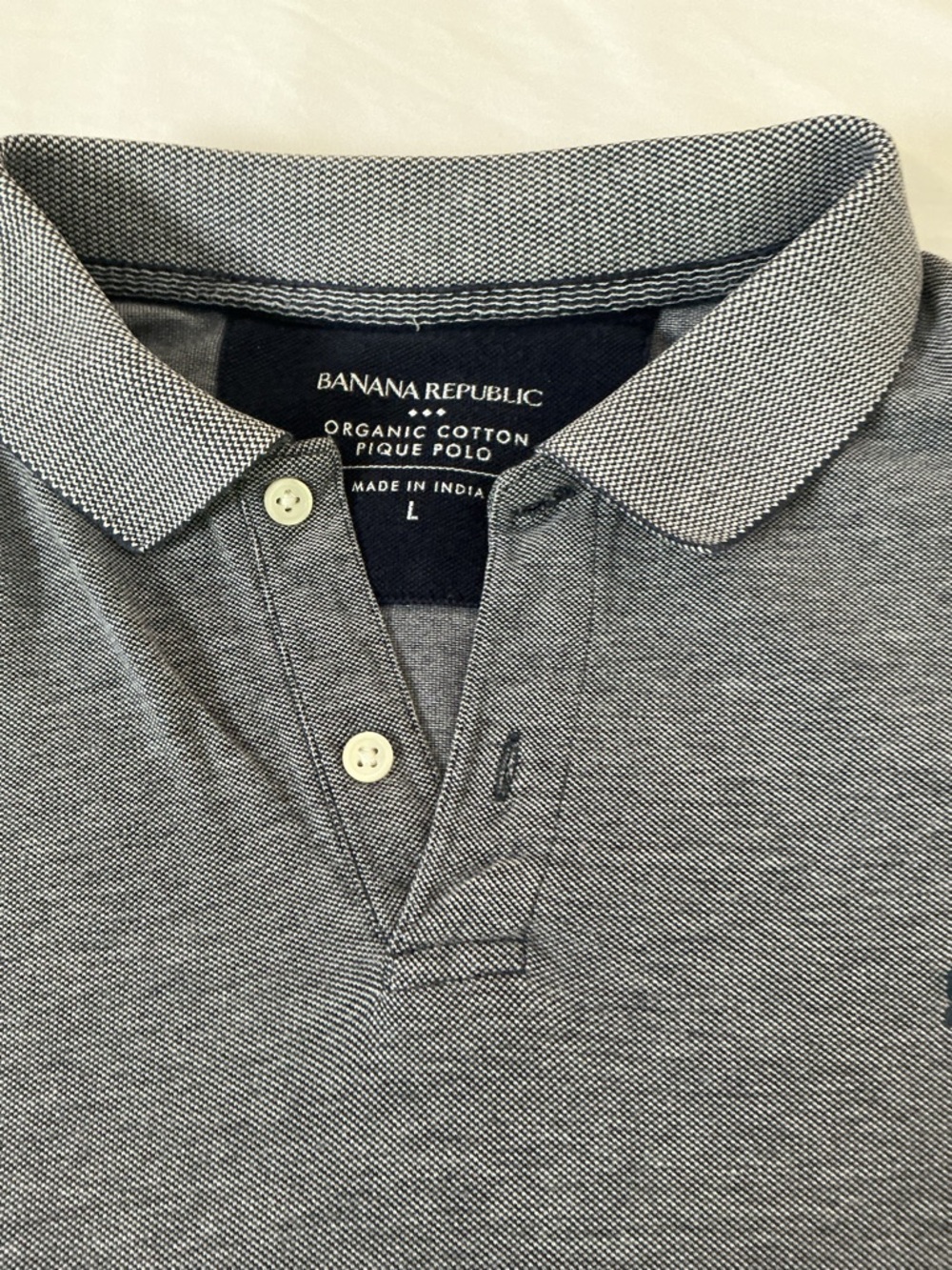 Banana Republic Organic Cotton Piqué Polo Shirt Gray Men’s L - Picture 2 of 5